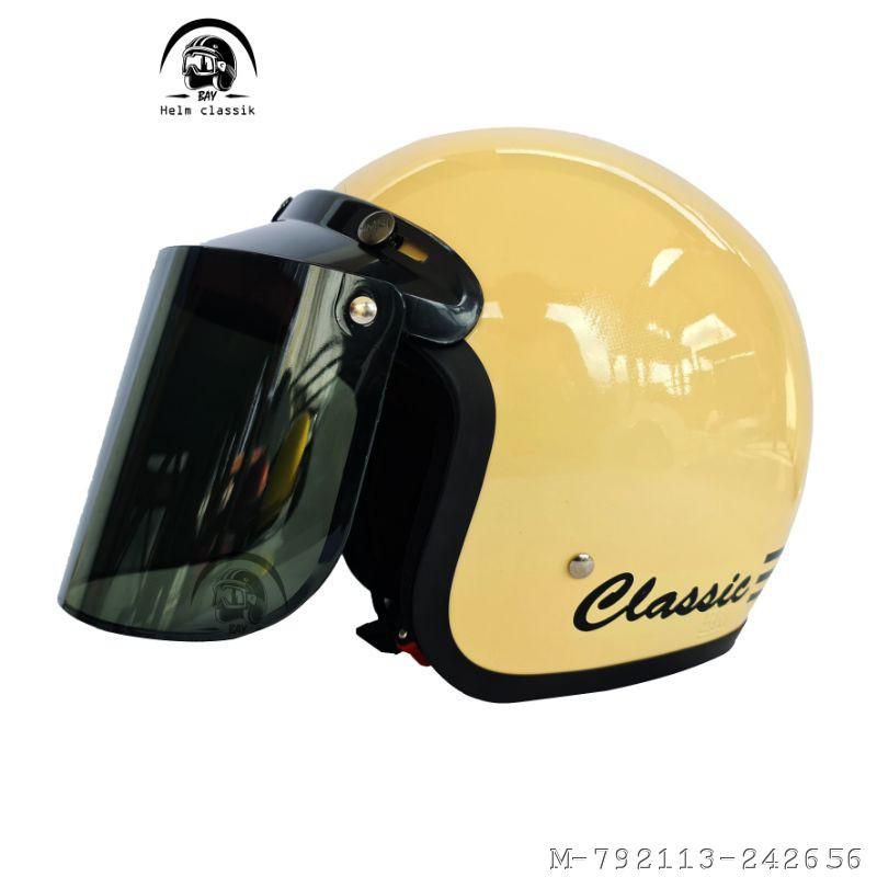 HELM CLASIK ORI KACA DATAR INJAK ORI