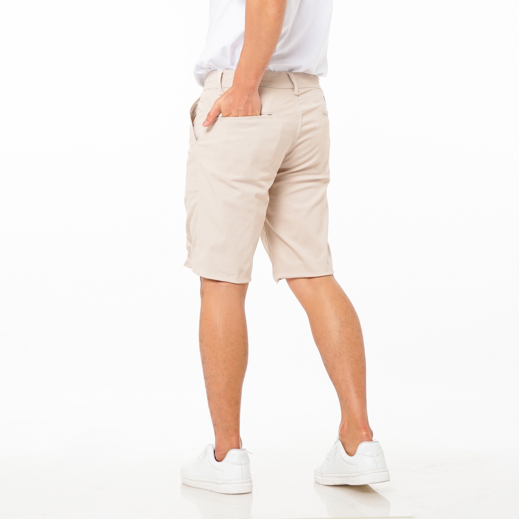 SANVANINA Celana Chino Pendek Slim fit Warna Cream - Short Harper Krem EA-026A