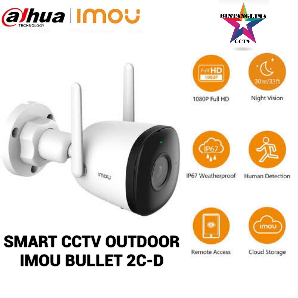 CCTV WIFI IPCAM 1080P  IMOU BULLET 2C-D IPC-F22P-D WATERPROOF RESMI