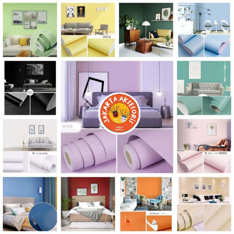 Jak Aksesoris Wallpaper dinding polos 45 cm x 1 meter (BISA COD)