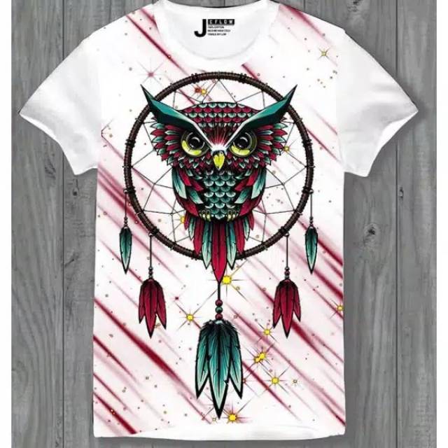 Fourfashion Kaos Pria / Kaos Distro OWL Dreamcather White CN628