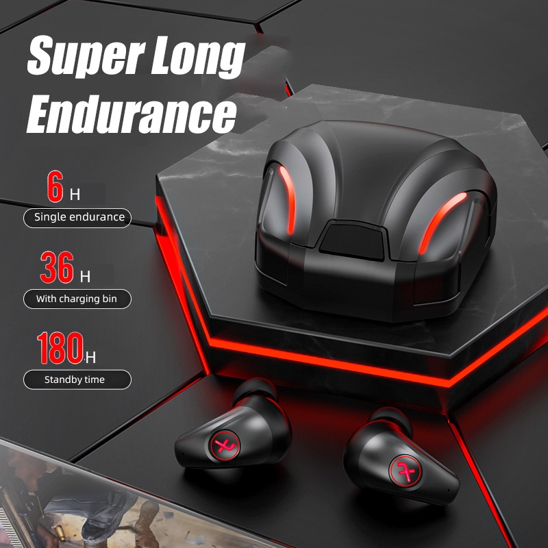 headset Gaming Nirkabel dengan Mikrofon, earphone Bluetooth Latensi Rendah 65ms, 9D, Stereo HiFi