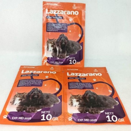 LAZZARANO (SACHET) 10gr | Obat Sachet Tabur Luka | Formulasi Scabies,Gatal Gatal | Koreng Kucing/Anjing