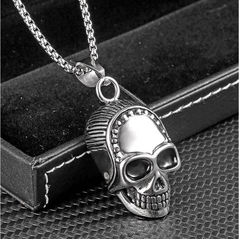 Fashion Skull Necklace Gothic Biker Pendant &amp; Chain for Men Women Punk Jewelry