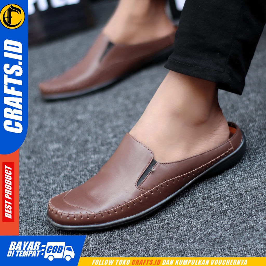 Crafts Kakaroto - Sepatu Sandal Bustong Casual Kulit Asli Pria