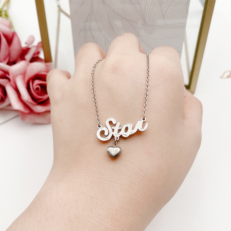 Kalung Star Love Titanium Korea Style Wanita Anti Karat