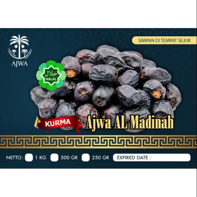 

KURMA AJWA AL-MADINAH ISI 500gr (KURMA NABI PREMIUM QUALITY)