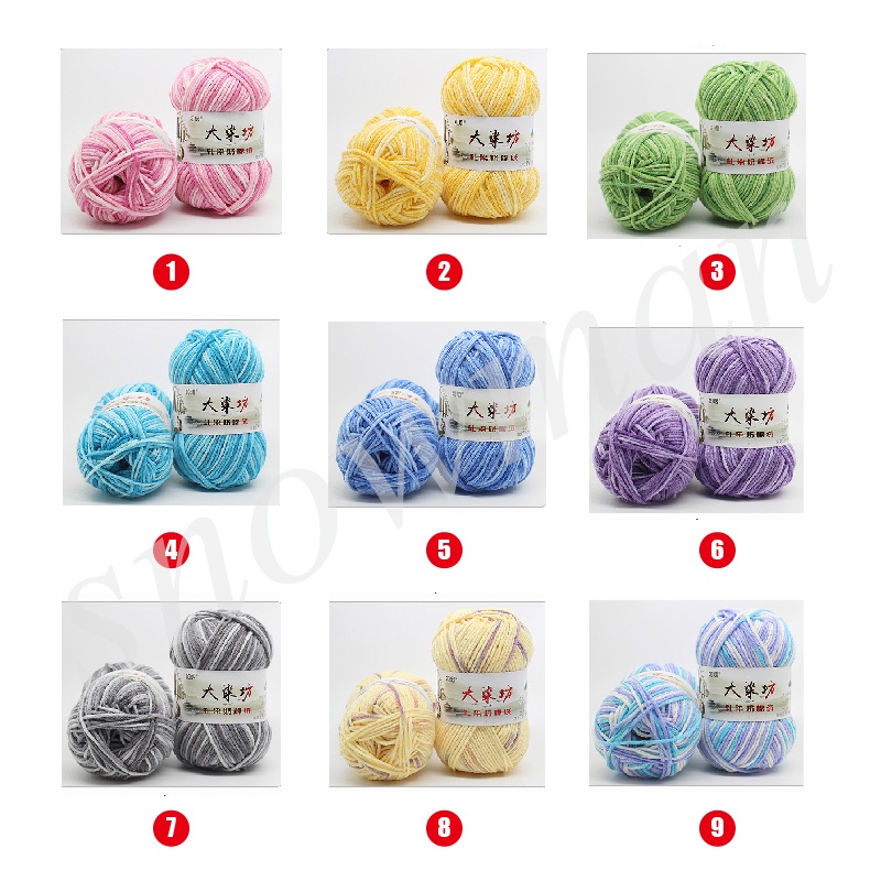 benang rajut katun sembur import/5 ply 47 Colors Mixed Job Knitting Crochet Milk Super Soft Baby Cotton Wool Yarn