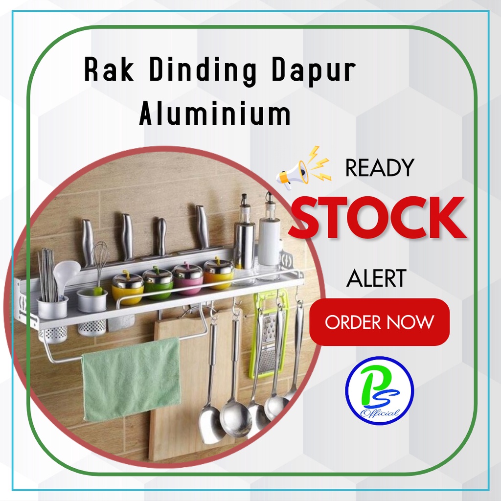 Rak Dinding Dapur Tempel Aluminium Minimalis Serbaguna A288