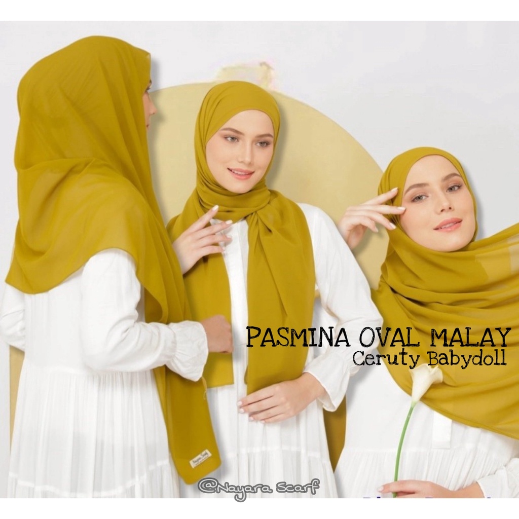 TERMURAH! PASHMINA OVAL MALAY CERUTYBABYDOLL IMPORT KUALITAS PREMIUM 195CM X 75CM