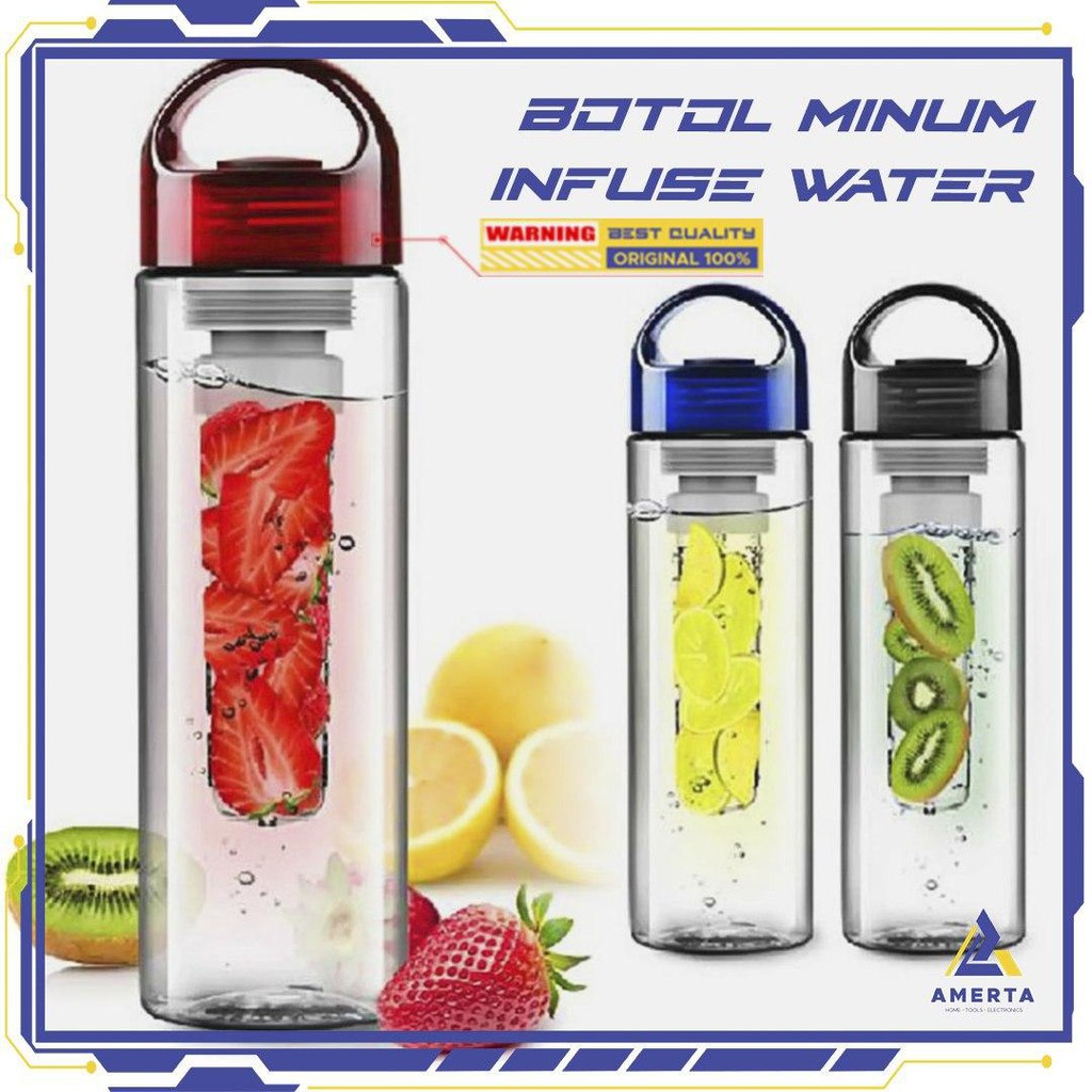 Botol Minum Infuser Tritan BPA Free 700ml Black