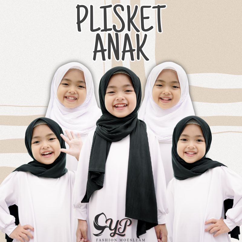 PASHMINA ANAK PLISKET 150CM×60CM  ALLSIZE 3-10TH HYGET PREMIUM