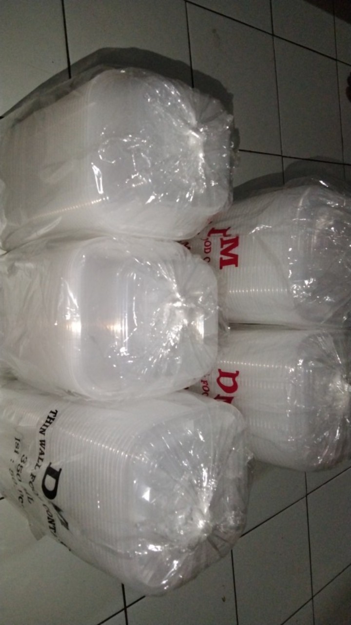 Kotak Makan Plastik 500 Ml Sq / Thinwall Container 500 Ml Sq / Isi 25