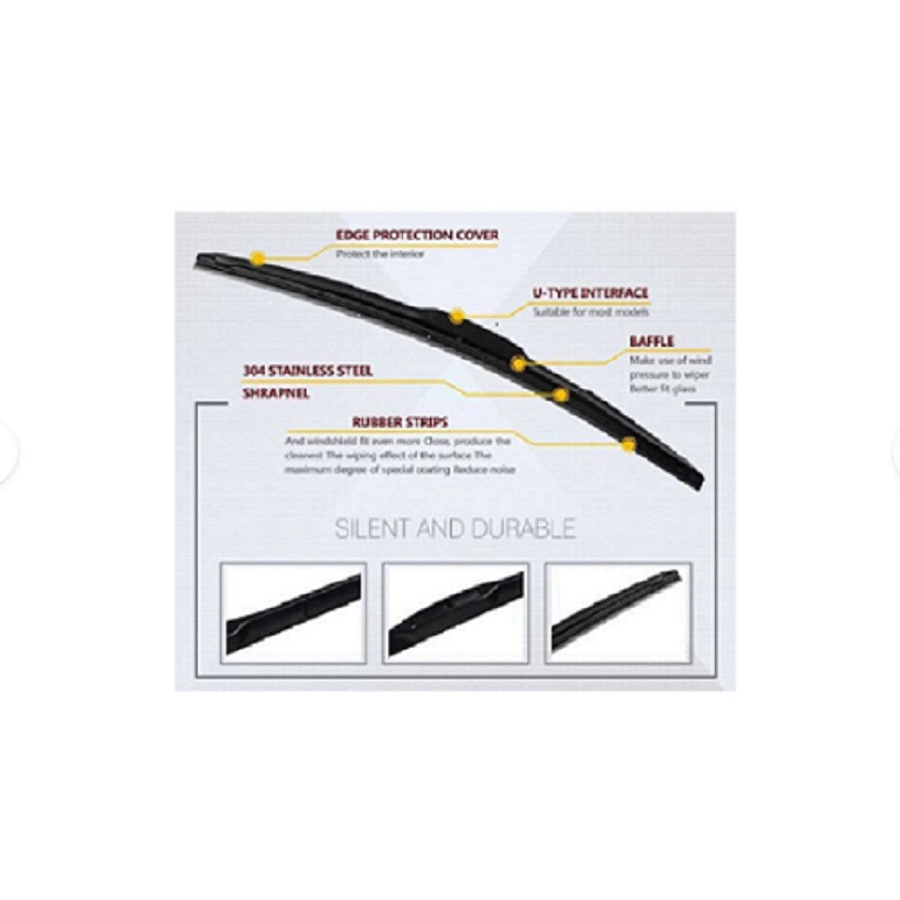 Termurah Wiper Mobil Hybrid Silicone 14 Inch