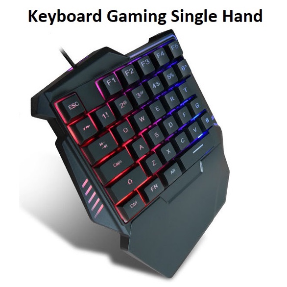 Keyboard Single Hand Gaming Semi Mechanical Rainbow Light Gaming Keyboard