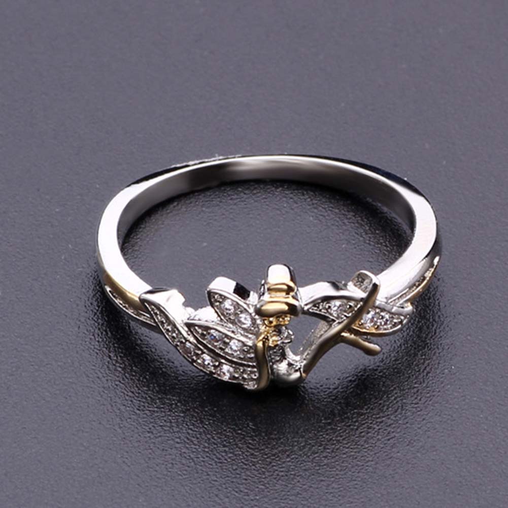 Hu Hu Hu Hu Hu Alat Bantu Pasang Kacamata♡ Cincin Wanita Desain Bunga Hias Berlian Imitasi Warna Two Tone Untuk Hadiah