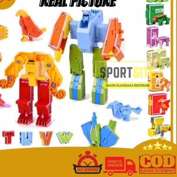 ♦ Mainan Anak Huruf Alphabet Robot Dinosaurus Transformer Edukasi Tobot ✬