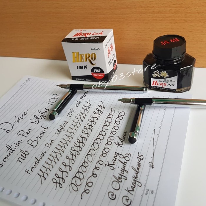 

Paket Murah..Fountain Pen Stylus Dan Tinta Hero Ink. Pena. Pulpen