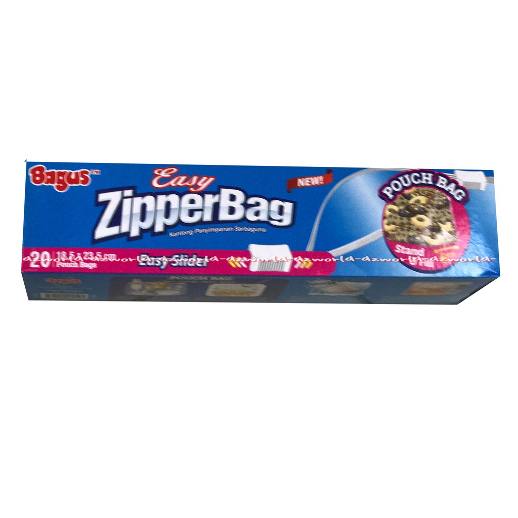 Bagus Easy Slider Zipper Bag Isi 20 Kantong Penyimpanan Makanan Berbahan Poly Ethylene