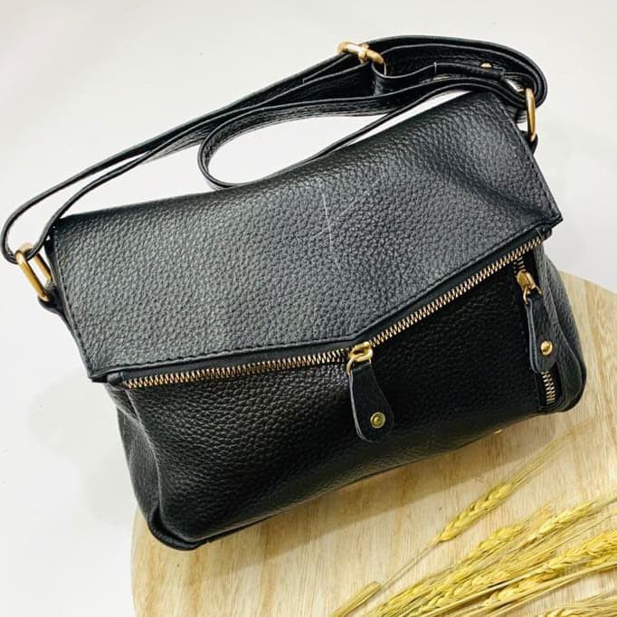 Tas Selempang Slingbag Wanita Papirut Tas Kulit Asli Garut Ukuran S F003