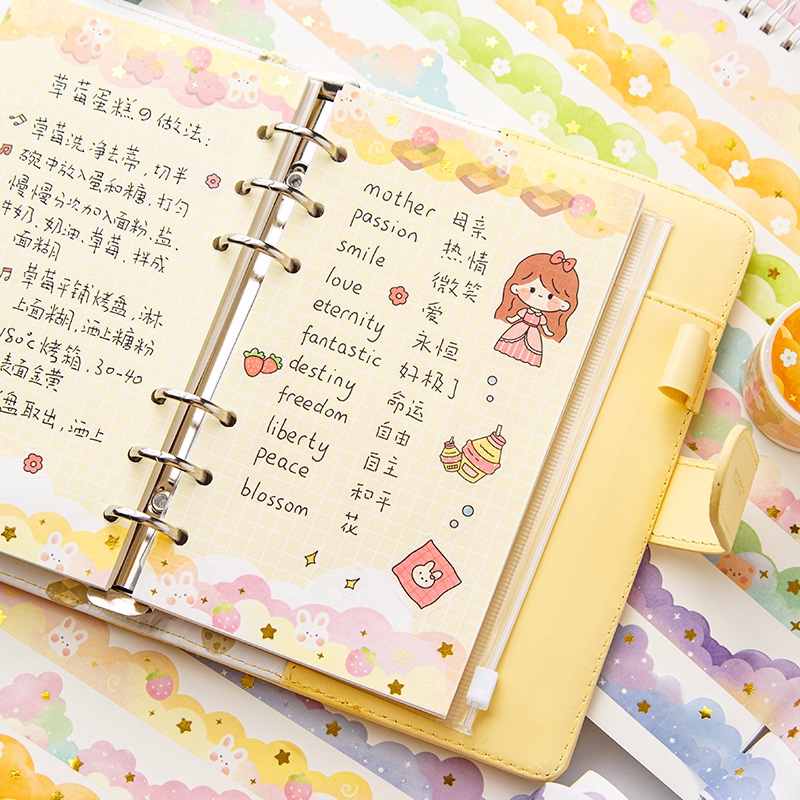 Stiker Tape Washi Motif Awan / Ombak Warna Bronze Panjang 3M Untuk Dekorasi Diary / Scrapbook DIY