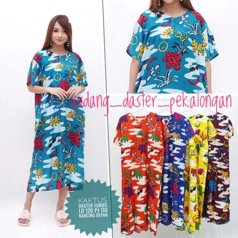 DASTER JUMBO ODREA NICOLETTA DADA KANCING BUSUI BIG SIZE RAYON HALUS ADEM LENGAN PENDEK-DSJ KAKTUS