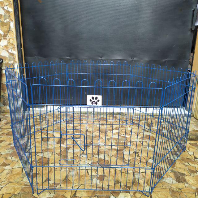Kandang Anjing Kura Kura Kelinci PAGAR LIPAT 6 SISI 60X60cm-Biru