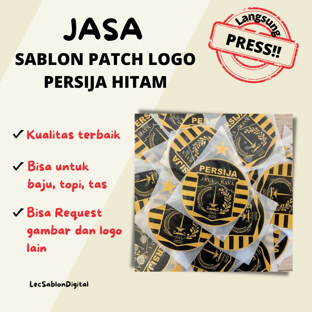 PATCH EMBLEM LOGO POLYFLEX ( Logo Persija Hitam ) / PATCH LOGO SABLON SETRIKA / EMBLEM LOGO / DESAIN