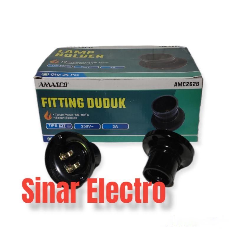 Amasco Fitting Lampu Plafon Bulat Hitam Model Broco Bahan Tebal Anti Bakar