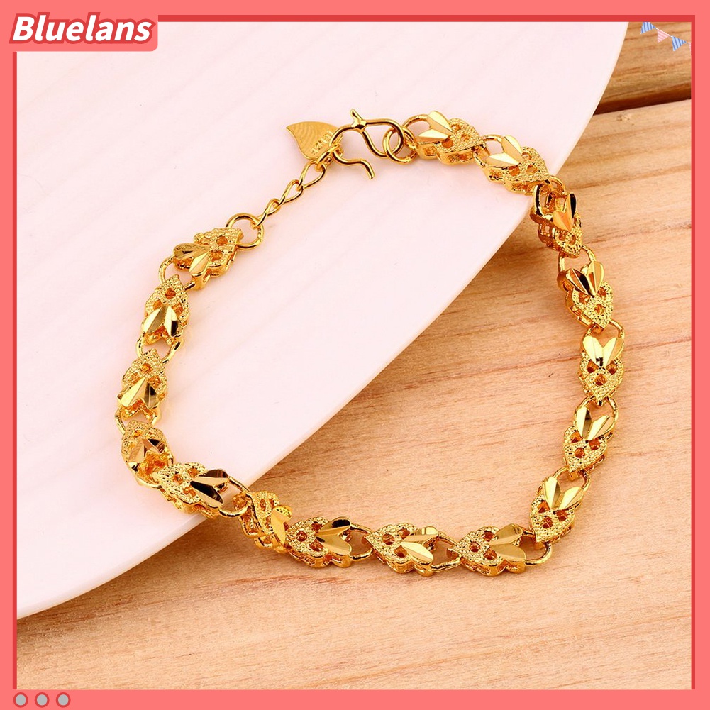 Gelang Rantai Liontin Hati Warna Emas Untuk Wanita