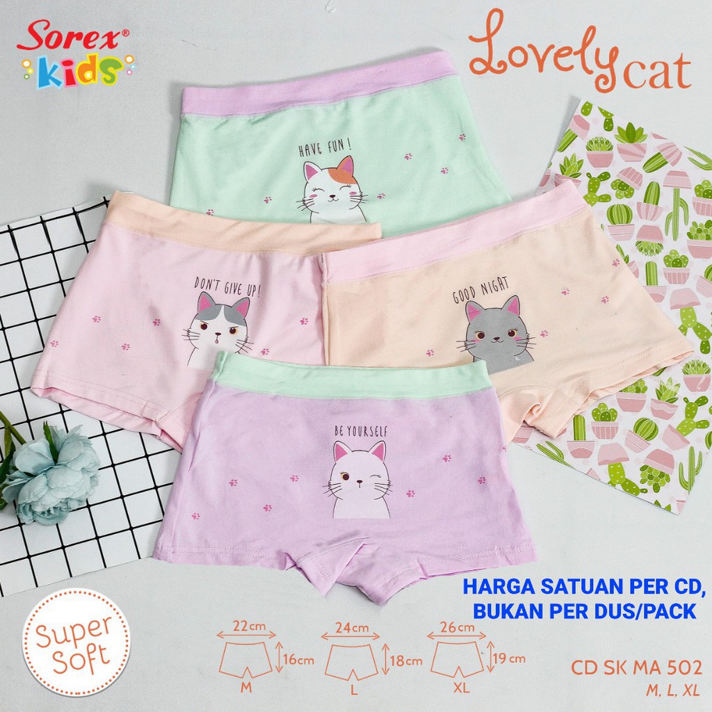 CD SOREX MA 502 LOVELY CAT Celana Dalam Boxer anak cewek SOREX KIDS