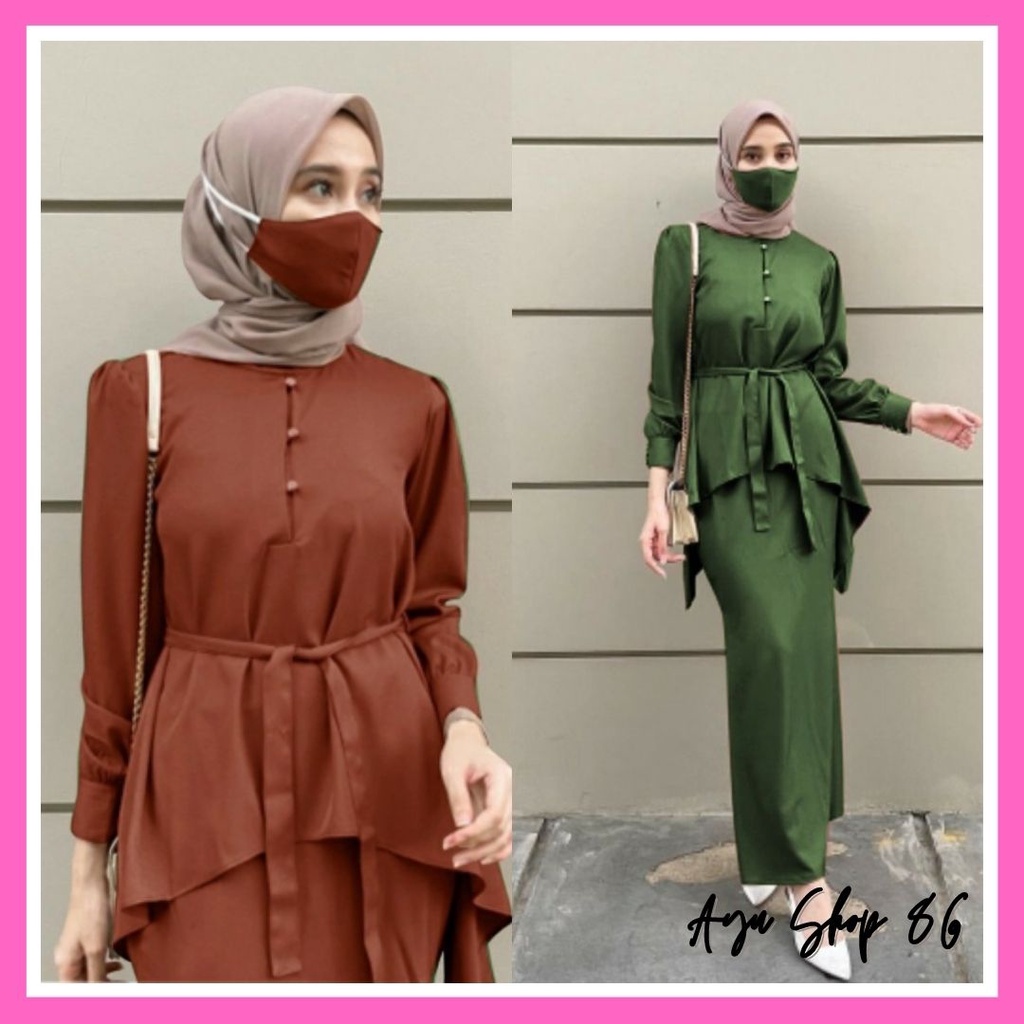 Baju Setelan Rok 3in1 Vanessa Wanita Kekinian Fashion Muslim Remaja Modern Murah Trend Masa Kini 202