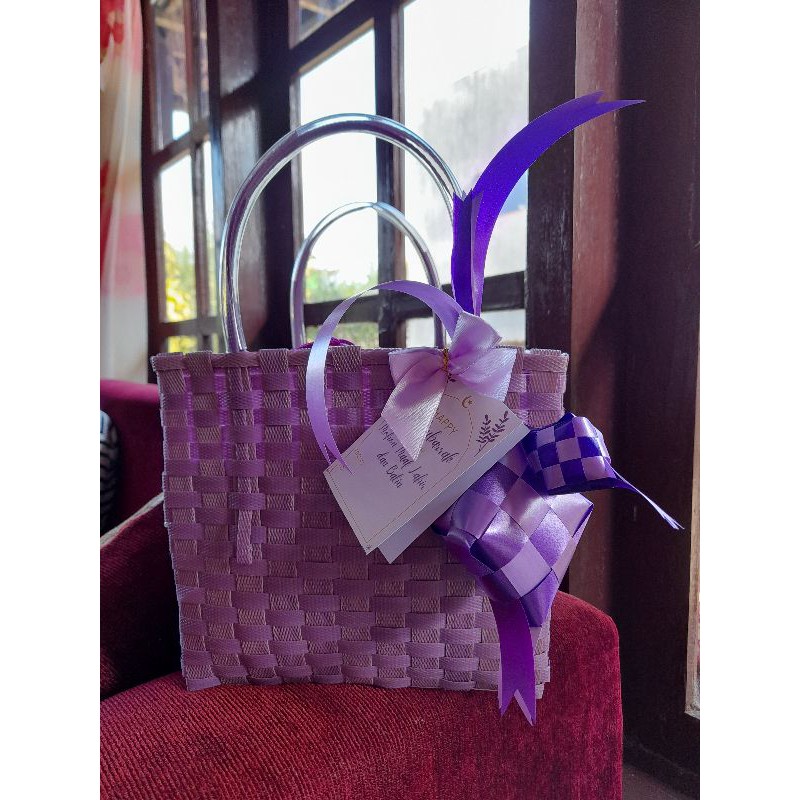 MAKGIK TAS ANYAMAN POLOSAN DAN MOTIF / TAS HAMPERS/ KERANJANG