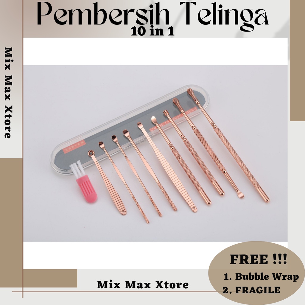 Pembersih Telinga Korek Kuping 10 PCS Ear Spoon Too - Rose Gold