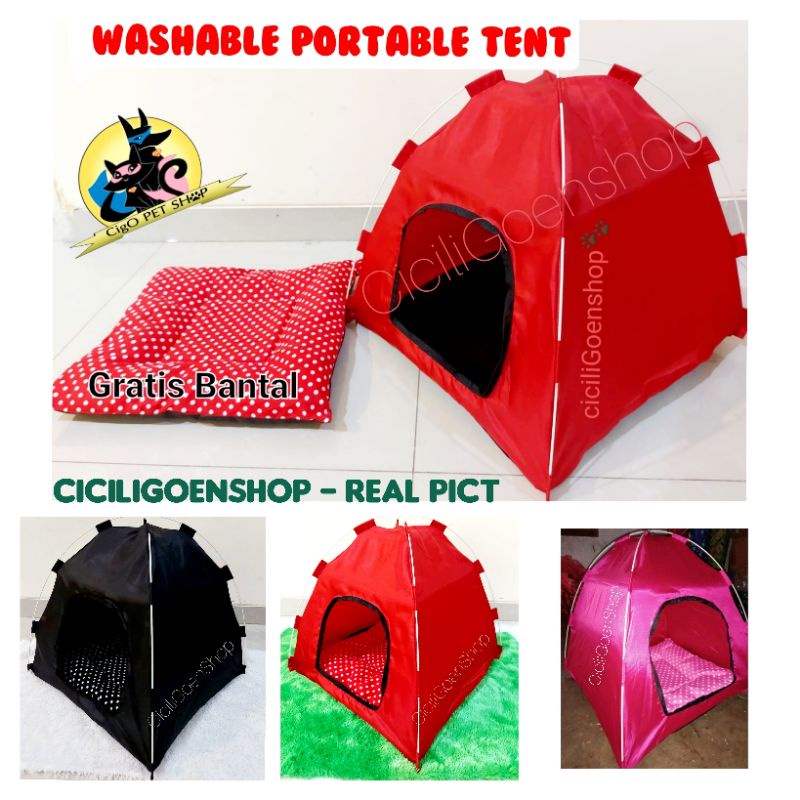 Tenda kitten Kucing anjing gratis Alas Copot Kasur pet tent portable praktis lipat