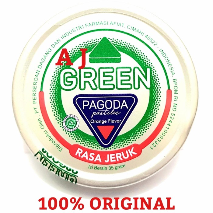 

PERMEN PAGODA PASTILES GREEN (RASA JERUK) ~ 35GR PRODUK NYATA AMPUHNYA