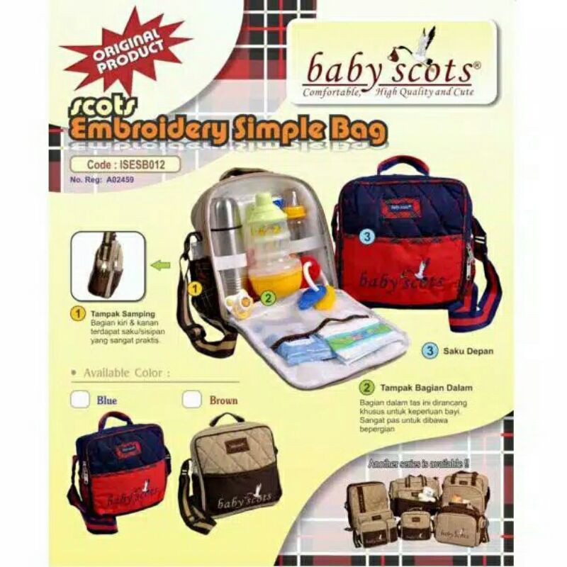 TERMURAH!!!!TAS BAYI KECIL BABY SCOTS CODE ISESB012-TAS BABY SCOTS MINI- SCOTS EMBROIDERY SIMPLE BAG