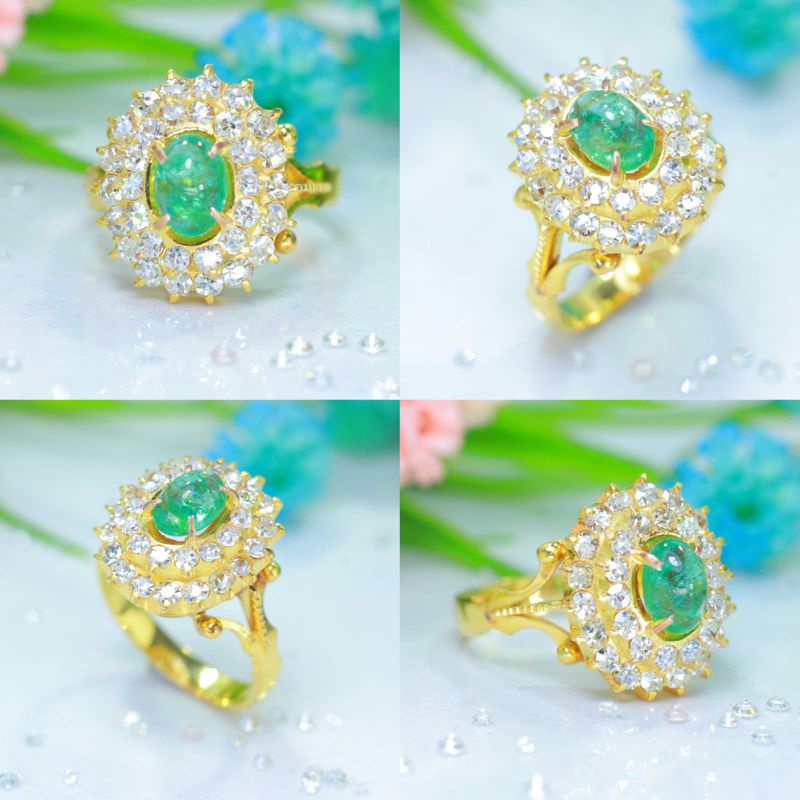 cincin emas berlian banjar & batu zamrud