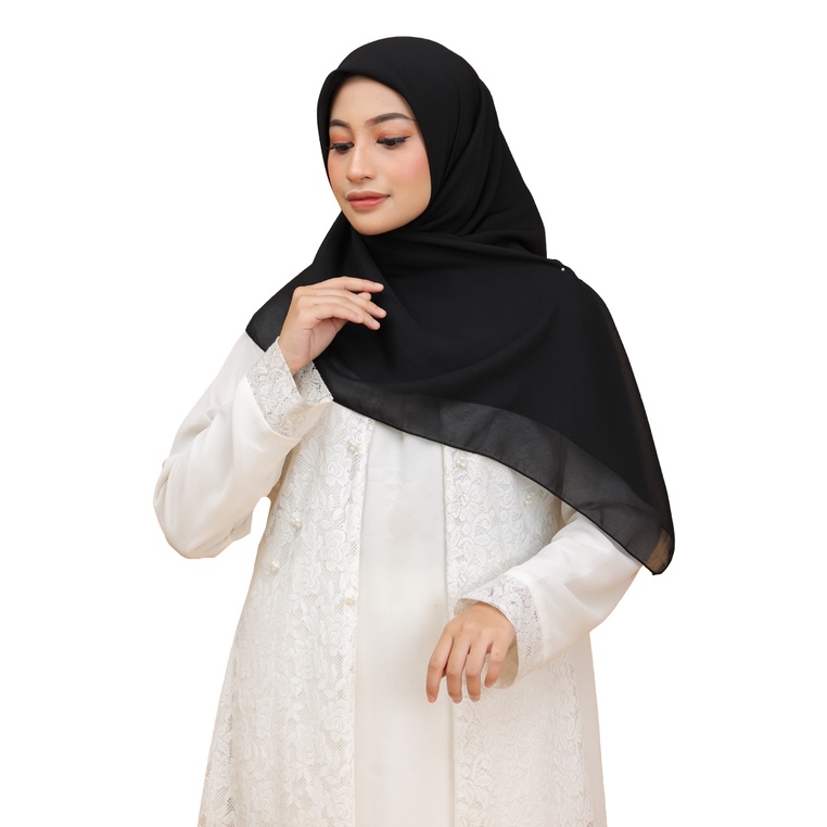 Umama Scarf - Kerudung Polos Segi Empat Potton Square-black