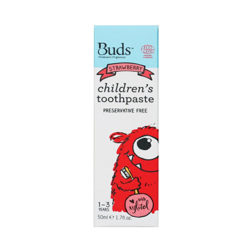 [PROMO] Buds Organics Children's Toothpaste With Xylitol Strawberry Pasta Gigi Anak 1-3 Tahun 50ml