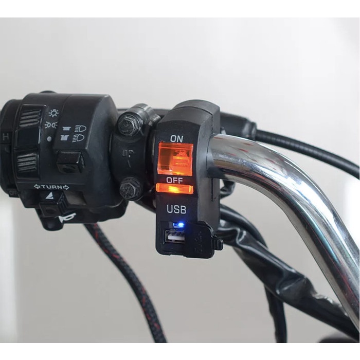 Saklar stang Motor On/Off Indikator led + USB Charger