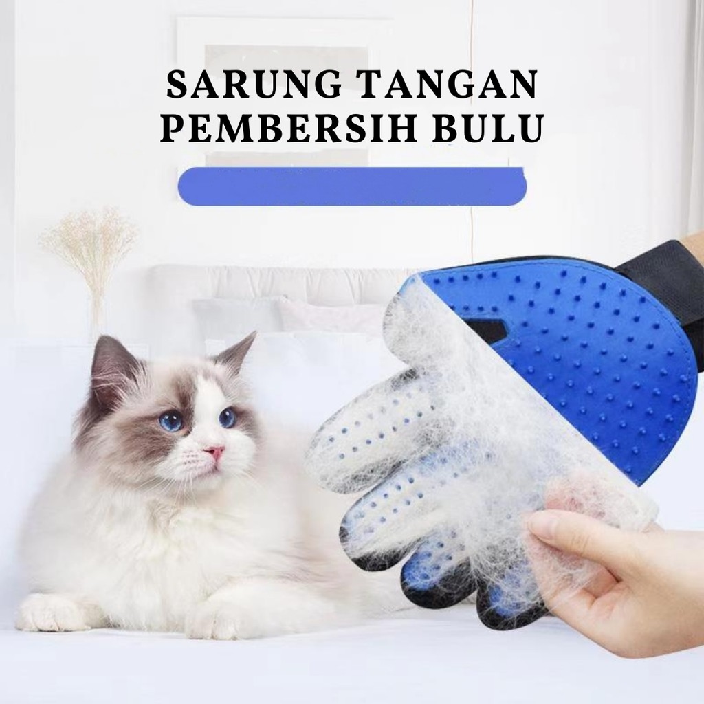 Sarung Tangan Sisir Bulu / Sikat Mandi Pemijat Perapi Anjing Kucing/ Pet Glove Brush Grooming