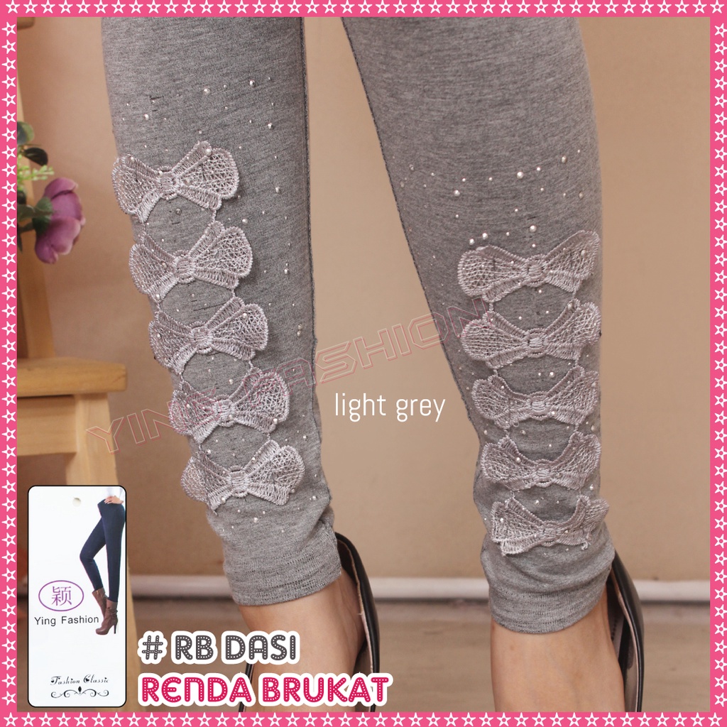 Legging Renda Brukat Mutiara Dasi Kupu Kupu / legging renda mutiara wanita / legging fashion import wanita