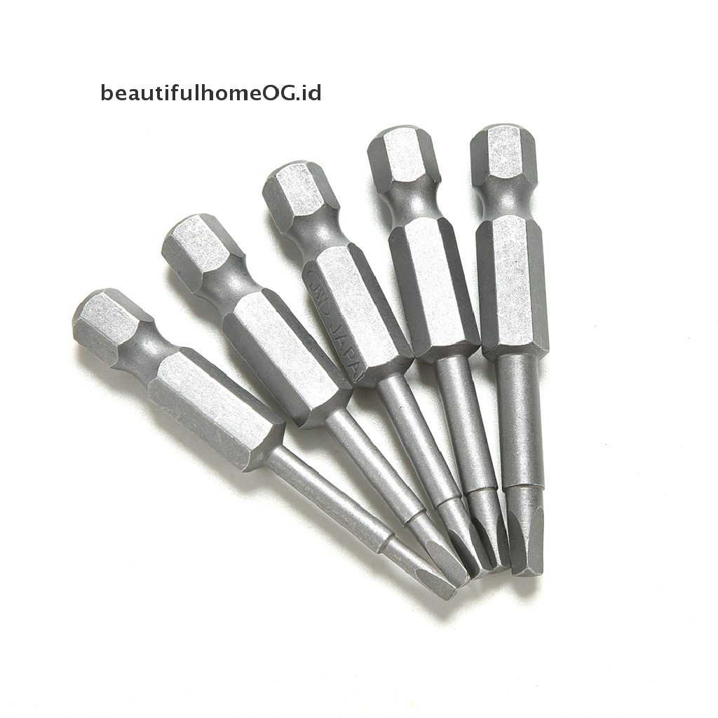 5pcs / Set Kepala Obeng Bits S2 Steel 1 / 4 Hex Shank 50mm Bentuk Segitiga Magnetik