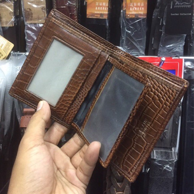 dompet pria bahan kulit asli motif cetak buaya model lipat buku #dompet #dompetpria #dompetkukit