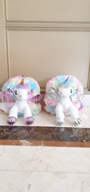 4D UNICORN FURY BAG / TAS UNICORN BULU / UNICORN BAG FLUFFY / RANSEL UNICORN IMPORT SILVER PINK