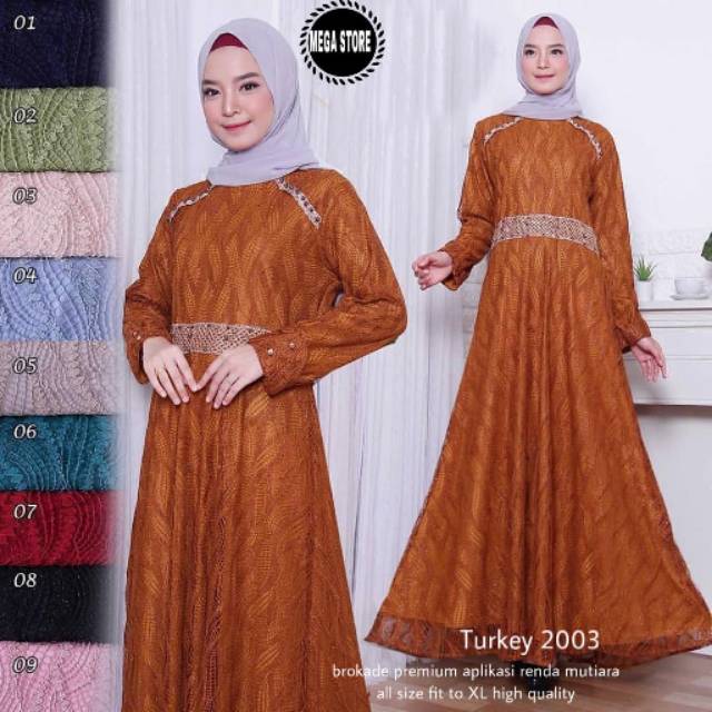 Gamis simple dan modis TURKEY 2002 fab brokade import aplikasi renda mutiara hight quality