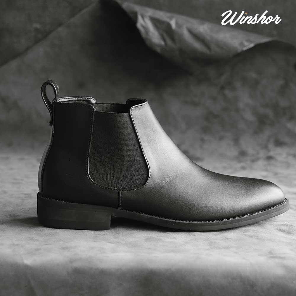 Sepatu Kulit Boot Pria -  Winshor -  Tobiaz - Black