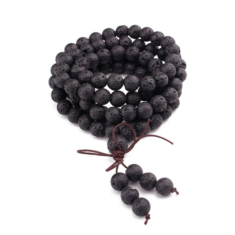 SIY  108 Natural Gemstone Buddha Prayer Beads Mala Bracelets Buddhist Rosary Necklace