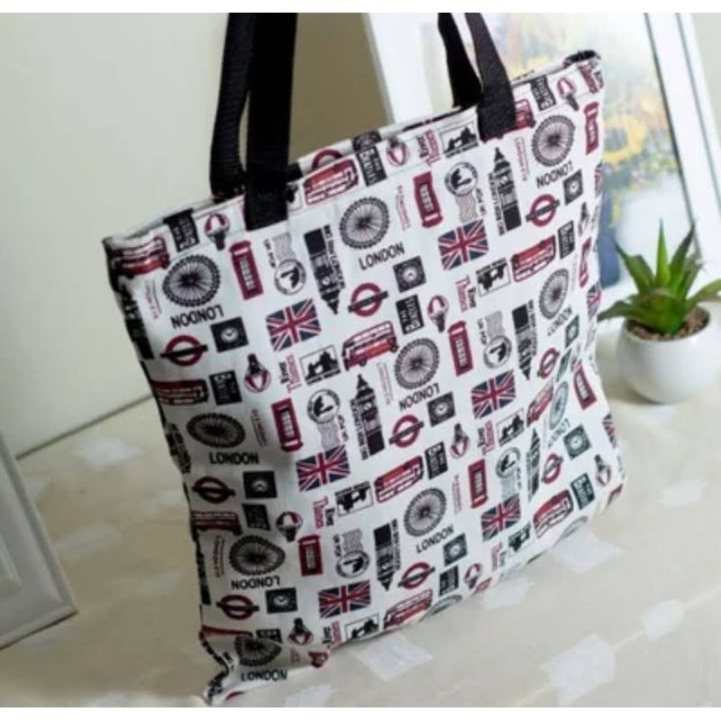 Totebag kanvas motif london- tas totebag kanvas